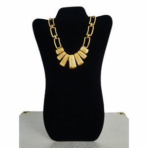 Vtg 80s Napier Gold Tone Link Enamel Swirl Necklace